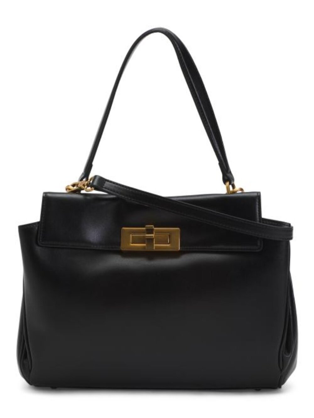 CHIARA FERRETTI Made In Italy Leather Accordion Entry Turn Lock Flap Satchel